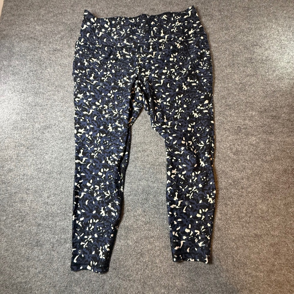 Livi Active Women Navy Abstract Floral High Waist Leggings Pockets 18/20 A83520